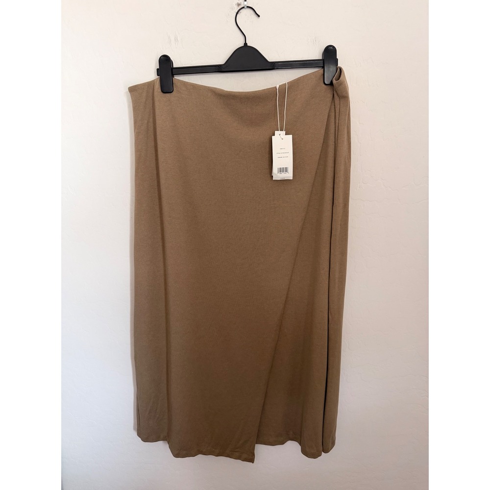 Vince Tan Cotton Tencel Blend Jersey Midi Earth Tones Skirt Plus Size XXL NWT
